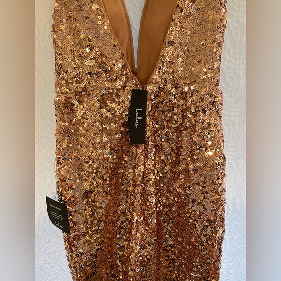 LULU’S Partying All Night Blush Pink Sequin Tulip Mini Dress - Picture 8 of 8